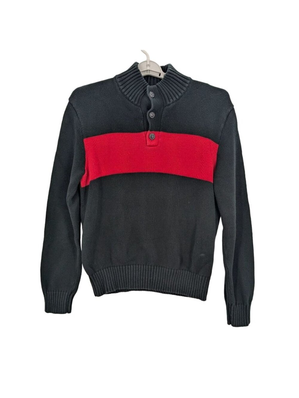 Vintage Mock Neck Knit Sweater Colorblock Minimalist Grunge Y2K‎ Academia Medium